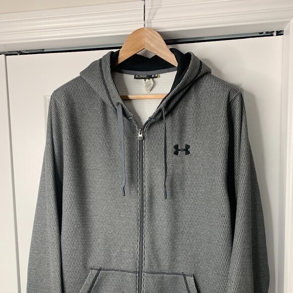 Under Armour Men’s XL Full Zip Hoodie Silver Grey 100% Polyester Athletic Style - Picture 6 of 15